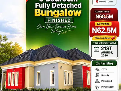 Finished. and Testly Done 3 Bedrooms Bungalow — Bluestone Shelter Estate, Mowe Town, Ogun
