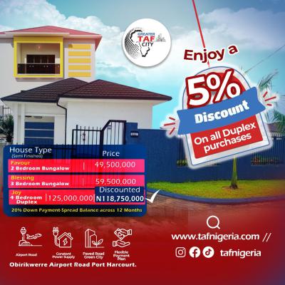 Luxury 4 Bedroom Duplex (carcass), Obirikwere Road, Off Port Harcourt International Airport Road, Obio-akpor, Rivers, Terraced Duplex for Sale