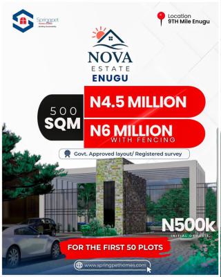 Own a Plot in a Fast Growing and Serene Environment with Registered Su, 9th Mile , Nova Estate, Enugu, Enugu, Residential Land for Sale