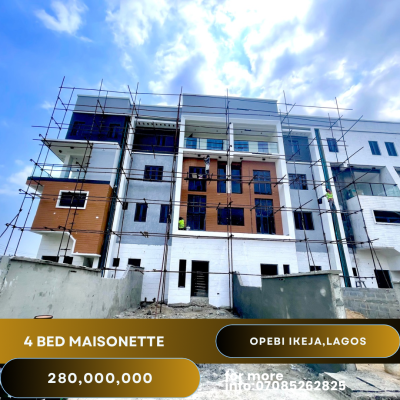 Newly Built 4 Bedroom Maisonette with a Room Bq, Opebi, Ikeja, Lagos, Terraced Duplex for Sale