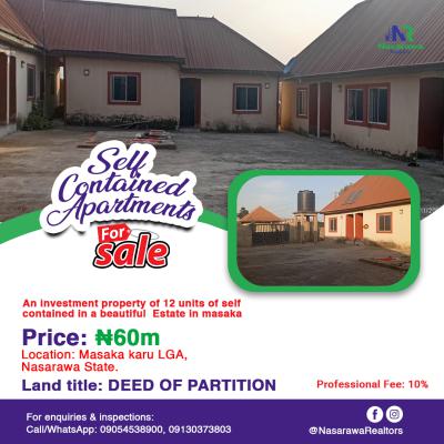 Investment Property 12units of Self Contained in an Estate in Masaka I, Masaka, Karu Lga of Nasarawa State, Karu, Nasarawa, Self Contain (single Rooms) for Sale