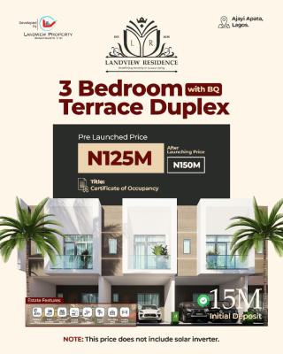 C of O Exquisitely Newly Launched 3 Bedroom Terrace Duplex with Bq, Ajayi Apata, Sangotedo, Ajah, Lagos, Terraced Duplex for Sale