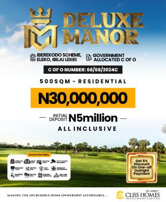 Own a Piece of Premium Lifestyle at Deluxe Manor Estate, Iberekodo Government Allocation Scheme, Eleko, Ibeju-lekki, Lagos Stat, Ibeju, Lagos, Mixed-use Land for Sale