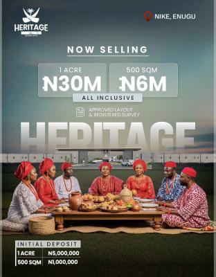 Affordable and Verified Dry Land, Heritage Garden Located 30min From Maduka University, Abakpa Nike, Enugu, Enugu, Mixed-use Land for Sale