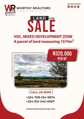 Land Measuring 1574m2 Mixed Development Zone, Vgc, Lekki, Lagos, Mixed-use Land for Sale