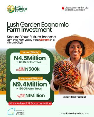 Free 50 Oil Palm Trees per Acre, Lush Garden, Oba Community Via Kobape, Abeokuta North, Ogun, Commercial Land for Sale