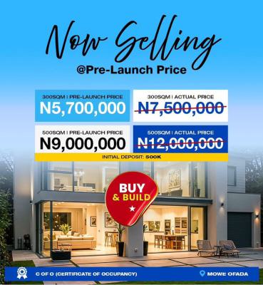 Parcel of Land with C/o in a Functional Estate., Few Minutes From Rccg., Mowe Ofada, Ogun, Residential Land for Sale