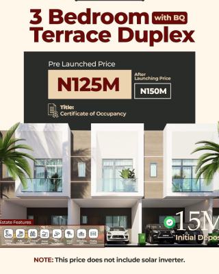 Luxury 3 Bedroom Terraced Duplex with Excellent Facilities, Sangotedo, Ajah, Lagos, Terraced Duplex for Sale