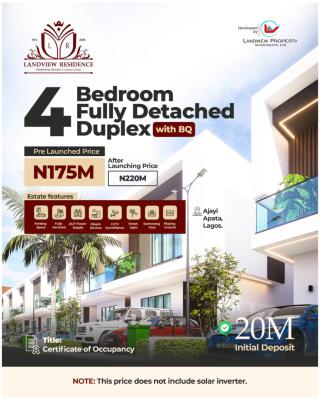 Spacious and Lovely 4 Bedroom Terrace Duplex with Bq, Landview Residence Estate, Sangotedo, Ajah, Lagos, Terraced Duplex for Sale