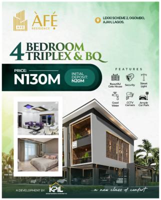 Beautiful 4 Bedroom Triplex with Bq, Afe Residence Estate for in Lekki Scheme 2, Ajah, Lagos, House for Sale