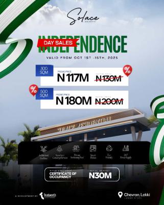 Premium Land (water Front) with C of O, Chevron, Lekki, Lagos, Residential Land for Sale