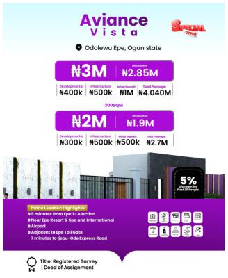 Land Near The Epe Resort and Spa International Airport, Aviance Vista Located at Odolewu Selling Fast, Epe, Lagos, Residential Land for Sale