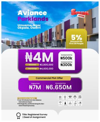Affordable Land Directly Facing Express, Aviance Parklands Located at Umueme Strategically Along Aba Owerri, Ngor Okpala, Imo, Residential Land for Sale