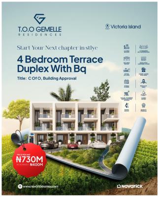 Luxury and Elegant 4 Bedroom Terrace Duplex with a Bq, Oniru, Victoria Island (vi), Lagos, Terraced Duplex for Sale