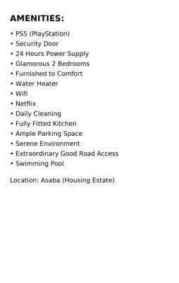 Cozy 2 Bedroom Apartment, Housing Estate, Asaba, Delta, House Short Let