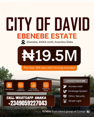 Affordable Plots of Residential Estate Land, City of David, Blord Phase 1, Ebenebe, Awka, Anambra, Residential Land for Sale