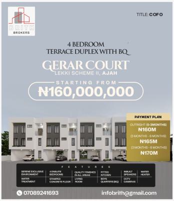 4-bedroom Terrace Duplexes with Bq. (off-plan), Gerar Court, Lekki Scheme 2, Lekki Phase 2, Lekki, Lagos, Terraced Duplex for Sale