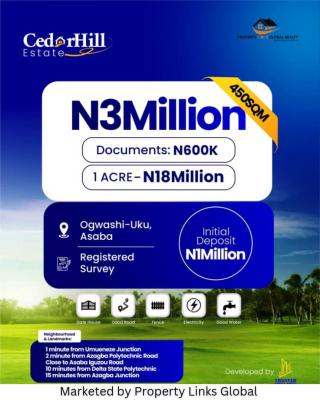 Land with Instant Allocation, Cedar Hill Estate Located at Ogwashi-uku, Aniocha South, Delta, Residential Land for Sale