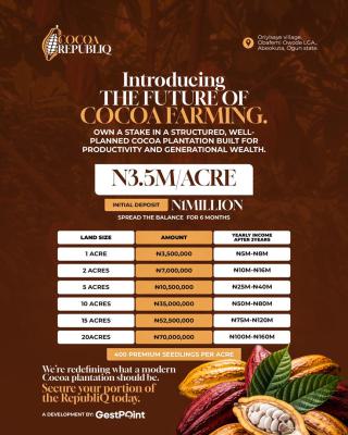 Cocoa Republic, All Inclusive Offer, Abeokuta North, Ogun, Land for Sale