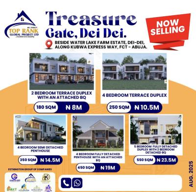 2 Bedroom Terrace Duplex with a Bq, Beside Water Lake Farm Estate, Dei-dei, Abuja, Residential Land for Sale