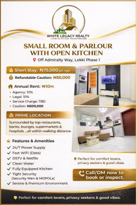 Small Room & Parlour with Open Kitchen Plan, Video Available, Admiralty Way, Lekki Phase 1, Lekki, Lagos, Mini Flat (room and Parlour) for Rent