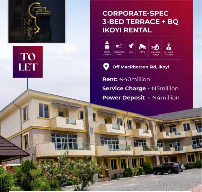 Luxurious 3 Bedroom Terrace Duplex with Bq Pool, Inside Ikoyi, Ikoyi, Lagos, Terraced Duplex for Rent