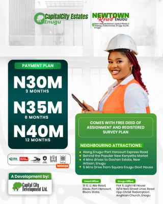 Land with Power of Attorney and Free Registered Survey, Newtown Resort Located at New Independence Layout Phase 2 Obeagu Awkun, Enugu, Enugu, Residential Land for Sale