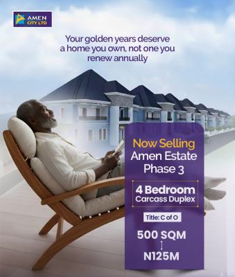 4 Bedroom Carcass Duplexes, Amen Estate Phase 3, Eleko, Ibeju Lekki, Lagos, Detached Duplex for Sale