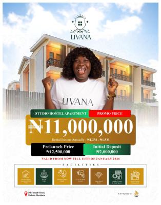 Exquisitely Built 1 Bedroom Apartment in a Secured Estate, Livana  Opposite Funaab, Abeokuta South, Ogun, Block of Flats for Sale