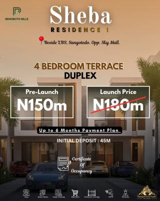 Ultra Luxury 4 Bedroom Terrace with Gym, Mini Mart, Balcony, Cctv, Directly Beside Lagos Business School, Sangotedo, Ajah, Lagos, Terraced Duplex for Sale