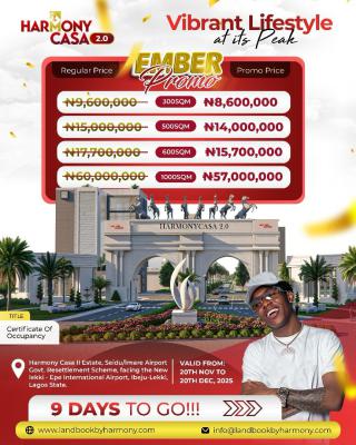 Land with C of O, Harmony Casa Estate, Epe Expressway, Ibeju Lekki, Lagos, Residential Land for Sale