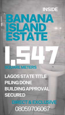 1547 Square Meters Direct Deal, Off 2nd Avenue, Banana Island, Ikoyi, Lagos, Residential Land for Sale