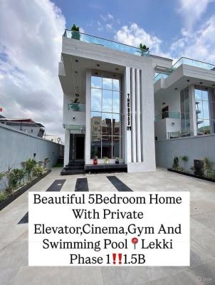 Beautiful 5bedroom Home with Private Elevator , Cinema ,gym and Swimmi, Lekki Phase 1, Lekki, Lagos, Detached Duplex for Sale