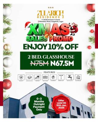 2bedrooms Glass House on Ember Promo, Zularich Residence Estate on 10% Off . Deposit to Buy Now, Sangotedo, Ajah, Lagos, House for Sale