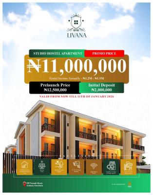 Affordable Cashflow Investment Designed to Offer Premium Comfort, Own a Finished Studio Hostel Apartment 2m Deposit in Alabata, Abeokuta North, Ogun, Block of Flats for Sale