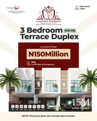 3 Bedroom Terraced Duplex with Bq in Landview Estate, Ajayi Apata, Sangotedo, Ajah, Lagos, Terraced Duplex for Sale