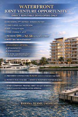 2723 Square Meters of Waterfront Land for Jv, 2nd Avenue Banana Island, Ikoyi, Lagos, Land Joint Venture