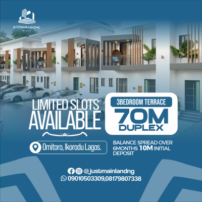 Ongoing 3 Bedroom Duplex, Omitoro Phase 4, Ikorodu, Lagos, Terraced Duplex for Sale
