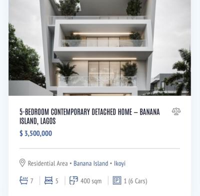 5 Bed,6 Car Garage 1,200m, Pool, Gym, Rooftop Terrace,offplan, Residential Zone of Banana Island, Banana Island, Ikoyi, Lagos, Detached Duplex for Sale