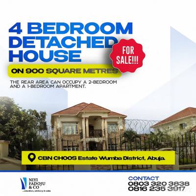 4 Bedroom Detached House on 900 Square Metres, Choos Estate, Wumba, Abuja, Detached Duplex for Sale