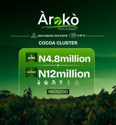 Cocoa Cluster, Aroko Farm Ado Awaye, Ibadan, Oyo, Commercial Land for Sale