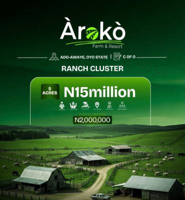 Ranch Cluster, Aroko Farm Ado Awaye, Ibadan, Oyo, Commercial Land for Sale