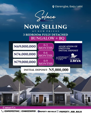 Solace City Bungalows Modern Design 3 Bedroom Bungalow with a Bq, 2 Minutes Drive From Pan Atlantic University, Close to Lekki Airport, Eleranigbe, Ibeju Lekki, Lagos, Detached Bungalow for Sale