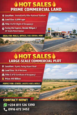 Hectares of Lands, Airport Road, Kyami, Abuja, Commercial Land for Sale