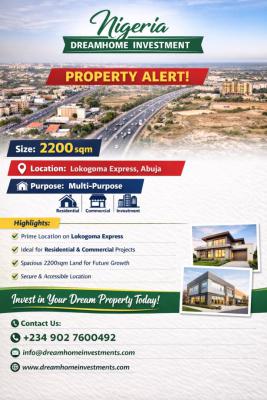 Multi Purpose Land Size 2200sqm, Expresss, Lokogoma District, Abuja, Mixed-use Land for Sale