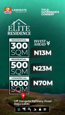 Land in a Prime  Location, Elite Residence ,estate, Off Dangote Refin,estate,, Ibeju Lekki, Lagos, Residential Land for Sale