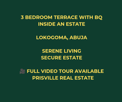 3 Bedroom Terrace with Bq Located Inside a Secured Estate, Lokogoma District, Abuja, Terraced Duplex for Rent
