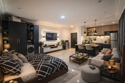 Luxurious Fully Furnished Studio Apartment with 24 Hours Power, Chevron, Lekki, Lagos, Flat / Apartment for Rent