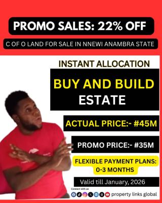 Verified Buy and Build Land with C of O, Verified Land at Nnewi Anambra State with Parameter Fencing, Nnewi, Anambra, Residential Land for Sale