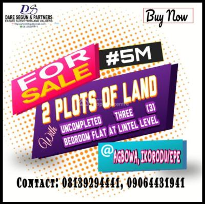 Two Plots of Land with Uncompleted Three Bedroom Bungalow, Behind Agbowa Housing Estate, Agbowa, Ikorodu, Lagos, Detached Bungalow for Sale